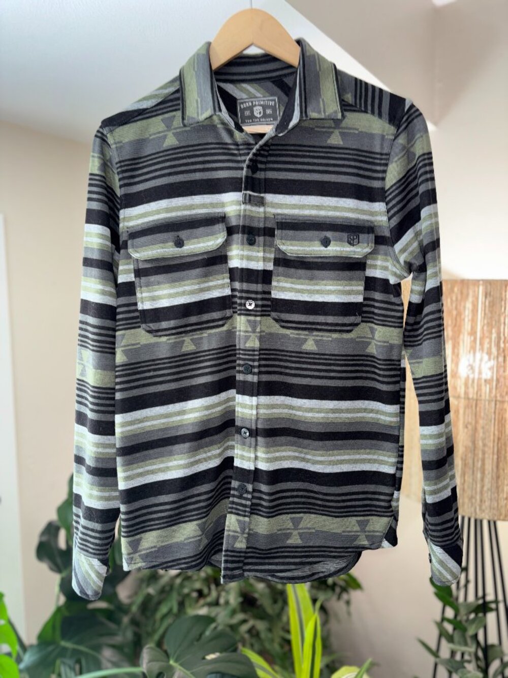 Born Primitive Women’s XXSmall Stretchy Cotton Button Down Southwestern Stripe
